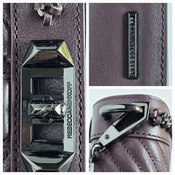 NWT $328 REBECCA MINKOFF Chevron Quilted Love Crossbody Handbag w/Chain Inset - Picture 6 of 13